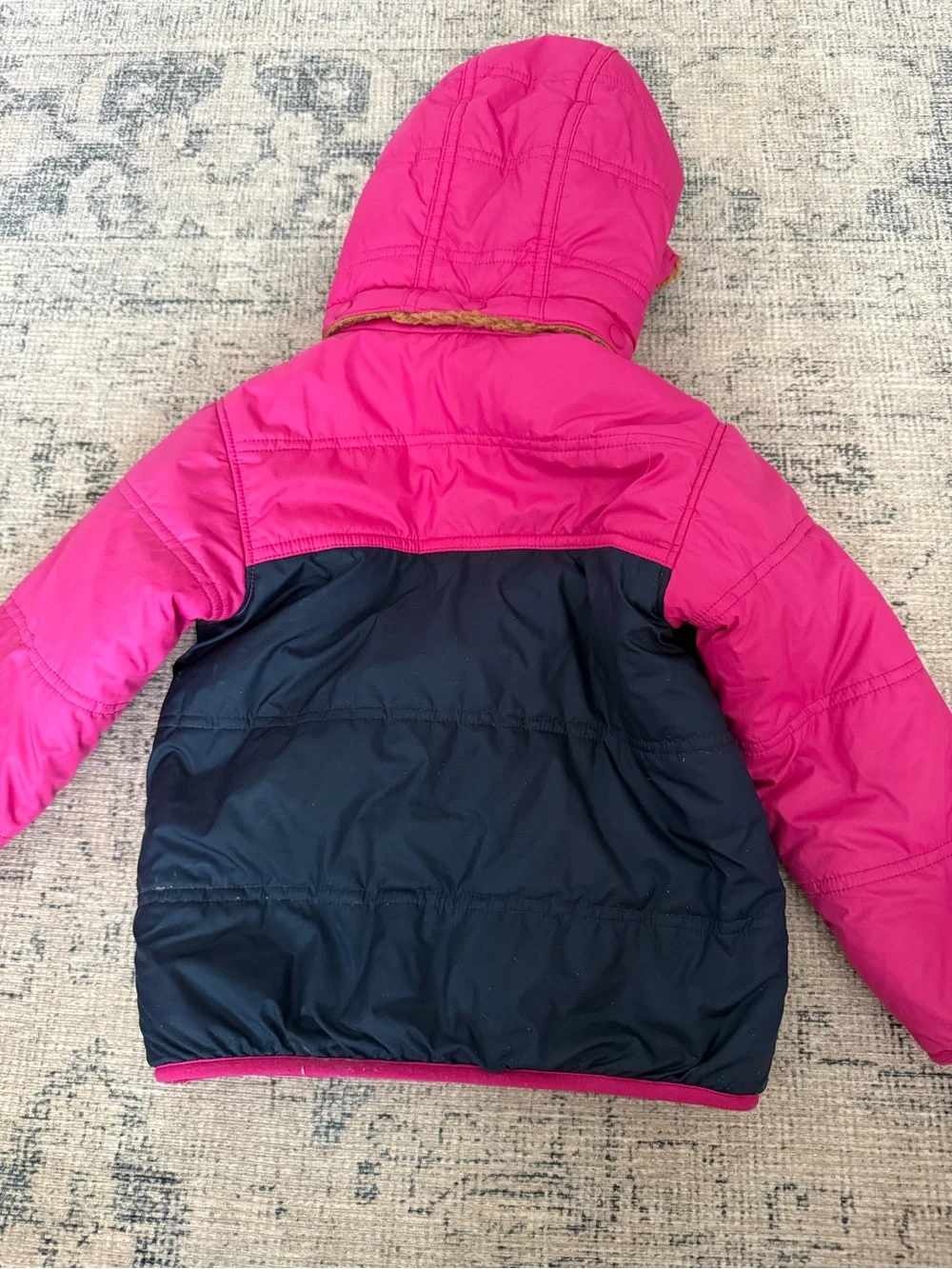 Patagonia Kids Two-Tone Hooded Jacket in Hot Pink & Navy